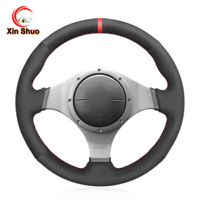 Black Synthetic Suede Car Steering Wheel Cover for Mitsubishi Lancer Evolution 8