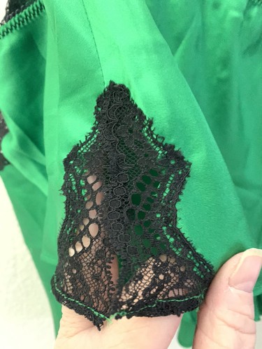 Victoria's Secret Kelly Green Black Lace Pajama Set Cami & Shorts Sz Lrg Y2K - Picture 8 of 16