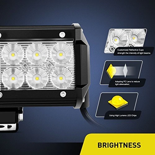 Barra de luz LED Nilight 2 piezas 12 pulgadas 72 W punto de inundación COB luces todoterreno coche ATV barco Foto 3 de 4