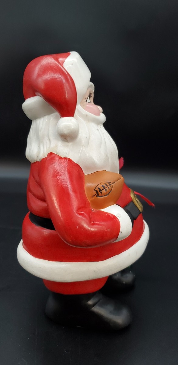 VTG 70s Chalkware Plaster Santa Claus w/ Toy Bag Christmas Statue