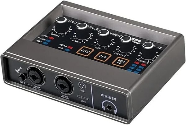 Interfaz de audio USB para PC con modelo táctil, preamplificadores de micrófono