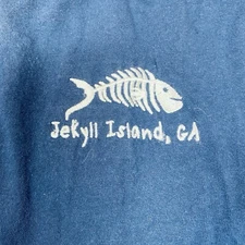 Port Company Jekyll Island T-Shirt Mens XXL 2XL Blue Bone Fish S/S Crew Neck