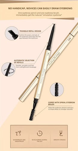 Eyebrow Pencil With Brush Long Lasting Waterproof Black Gray Coffee Eye Brow Pen - Picture 5 of 16