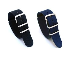 Nylon Wrap Around Watch Strap Black/Blue 2pcs Set
