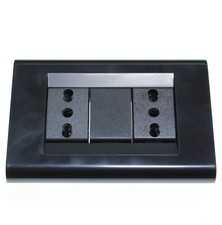 Living Classica Placca compatibile più Supporto con 2 biprese NERA