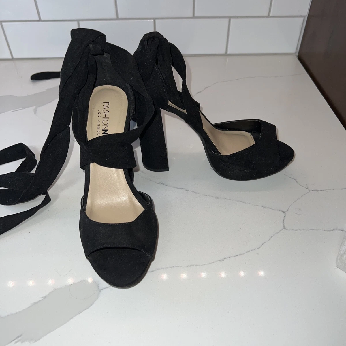 Black wrap heels best sale