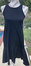 Gap Women True Black Zip Sleeveless Midi Dress with Ruffle Bottom Sz XS NWOT