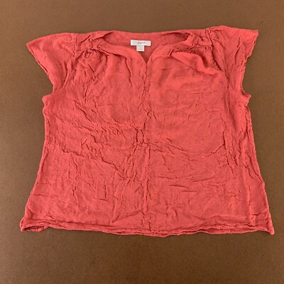 CJ Banks Women's Size 0X Coral Short Sleeve V Neck Pullover Blouse