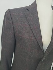 Vintage 90s DKNY Donna Karan Wool Tartan Plaid Sport Coat, Blazer 39R Brown