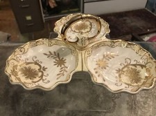 Vintage Antique Gold Gilt Ornate  Appetizer Candy Dish Divided Tray