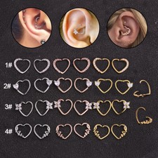 Crystal Heart Huggie Hoop Earrings Tragus Helix Cartilage Piercing Gifts