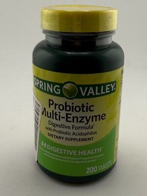 Spring Valley Probiotic Multi-Enzyme Digestive Formula Tablet 200 Count 04/2025