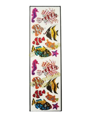 HAMBLY STUDIOS PRISMATIC GLITTER STICKERS TROPICAL FISH VINTAGE RETIRED