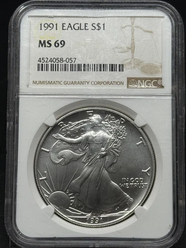 1991 American Silver Eagle NGC MS 69