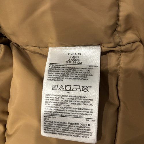 Baby GAP Kids Size 2 Years Winter Warm Jacket w/ Removable Fur Hood Liner Brown - Picture 9 of 12