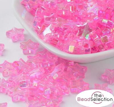 100 ACRYL STERN PERLEN ROSA AB REGENBOGEN PERLE GLÄNZER 10 mm TOP QUALITÄT ACR136