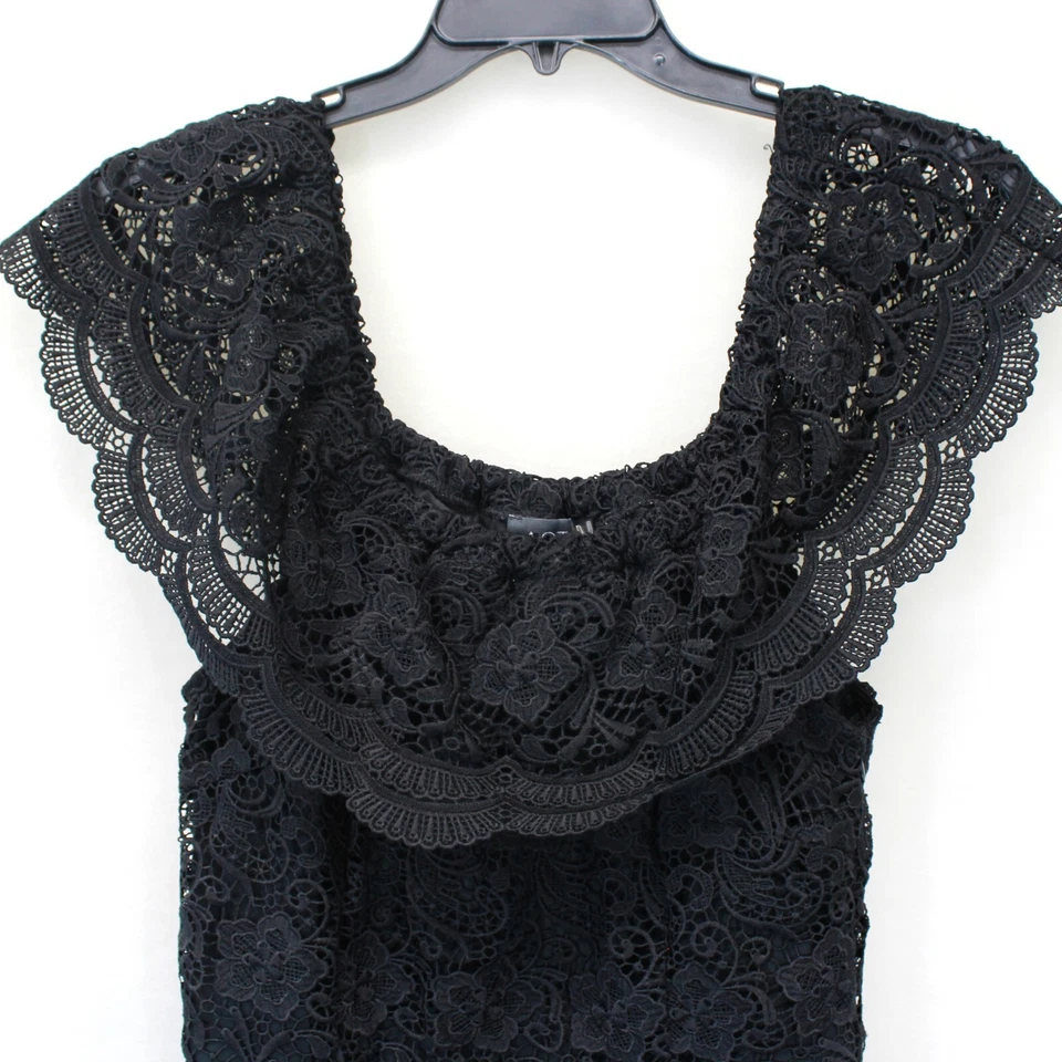 ASTR Woman Lace Black Open Shoulder Ruffle Jumpsuit Romper Large - Image 2 of 4