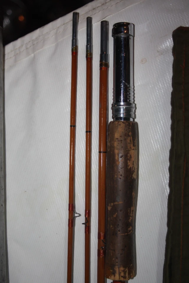 Caña de bambú Shakespeare #1367 vintage de 1920 8 1/2' pies con estuche punta extra Foto 3 de 4