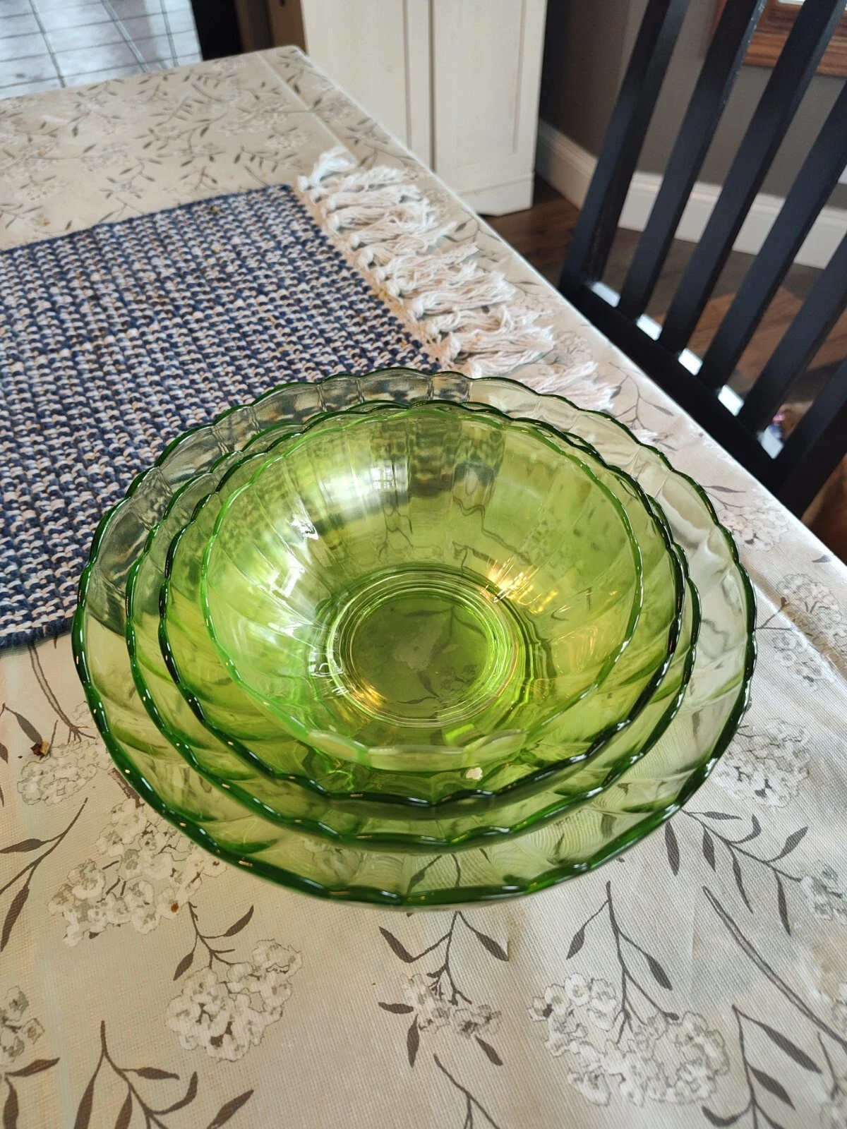 Set Of 4 Vintage Green Nesting Bowls