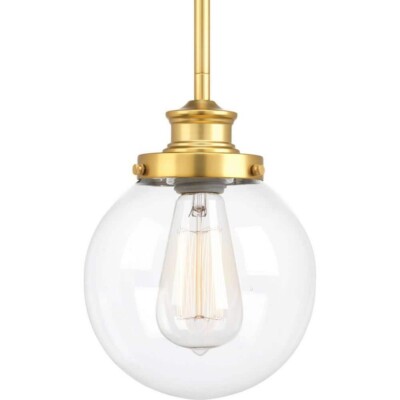 Penn 6-7/8 in. 1-Light Golden Natural Brass Modern Farmhouse Pendant by Progress