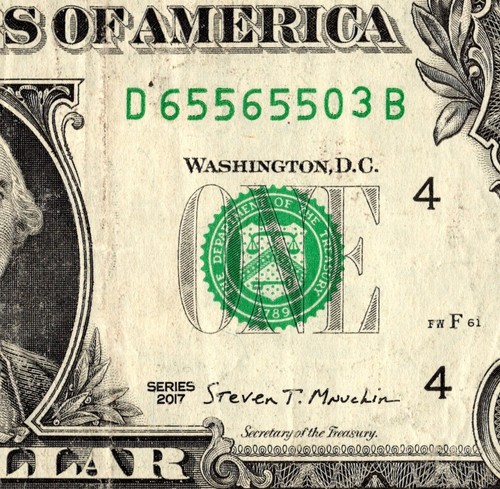 Mini Repeater Fancy Serial Number One Dollar Bill D65565503B