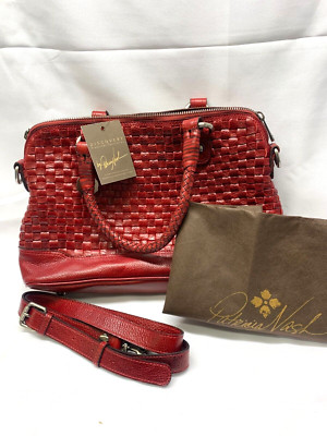 Patricia Nash Discovery Washed Woven Augusta Satchel-Smooth Back-RED *New
