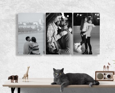 3 Images Collage Custom Photo Metal Print, Personalize with your Own Picture NEW