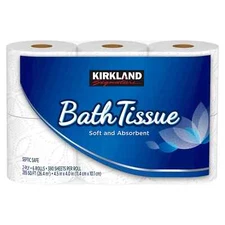 Kirkland Signature Soft Bath Tissue Toilet Paper, 2-Ply, 6 Rolls, 285 sq ft