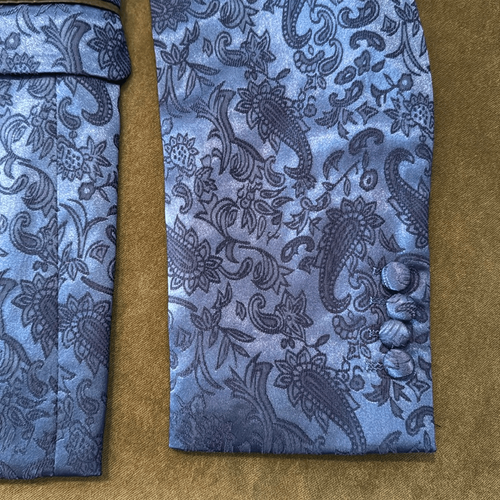 Men’s Slim Fit Blue Paisley Tuxedo Suit Jacket Shawl Lapel Wedding Size 34 NWT - Picture 10 of 10