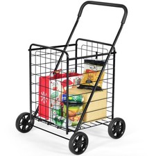 Ironmax Folding Shopping Cart Utility Trolley Portable For Grocery Travel Black