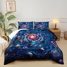 Twin Size Galaxy Comforter Set for Kids Outer Space Themed Twin Bedding Sets for