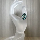 Vintage Sterling Silver Ring Size 7.5 Petit Point Turquoise Teardrop Cluster Zun