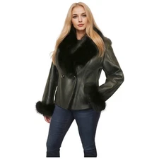 DODICI Women's Luxurious Shearling Jacket with Fox Fur Trim