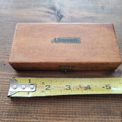 Vintage Starrett Micrometer Wood CASE ONLY Dovetailed Box Machinist Part USA