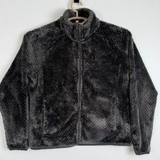 Eddie Bauer Womens Gray High Pile Fleece Full Zip Jacket Mock Neck Charcoal Med