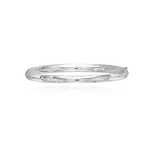 14K Żółte złoto Białe 5mm Diamentowy krój Kwiatowy wzór Bransoletka (pusta) 5. - Zdjęcie 11 z 11