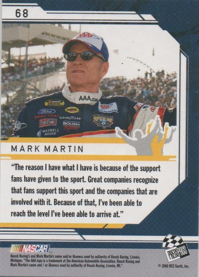 2006 Press Pass Mark Martin Autographed Racing Trading Card - Image 2 of 2