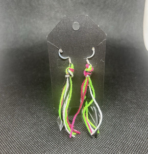 Handcrafted Multicolor Cord Dangle Drop Earrings Hook Closure No Stone