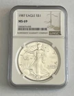 1987 Silver Eagle Dollar $1 - NGC MS 69