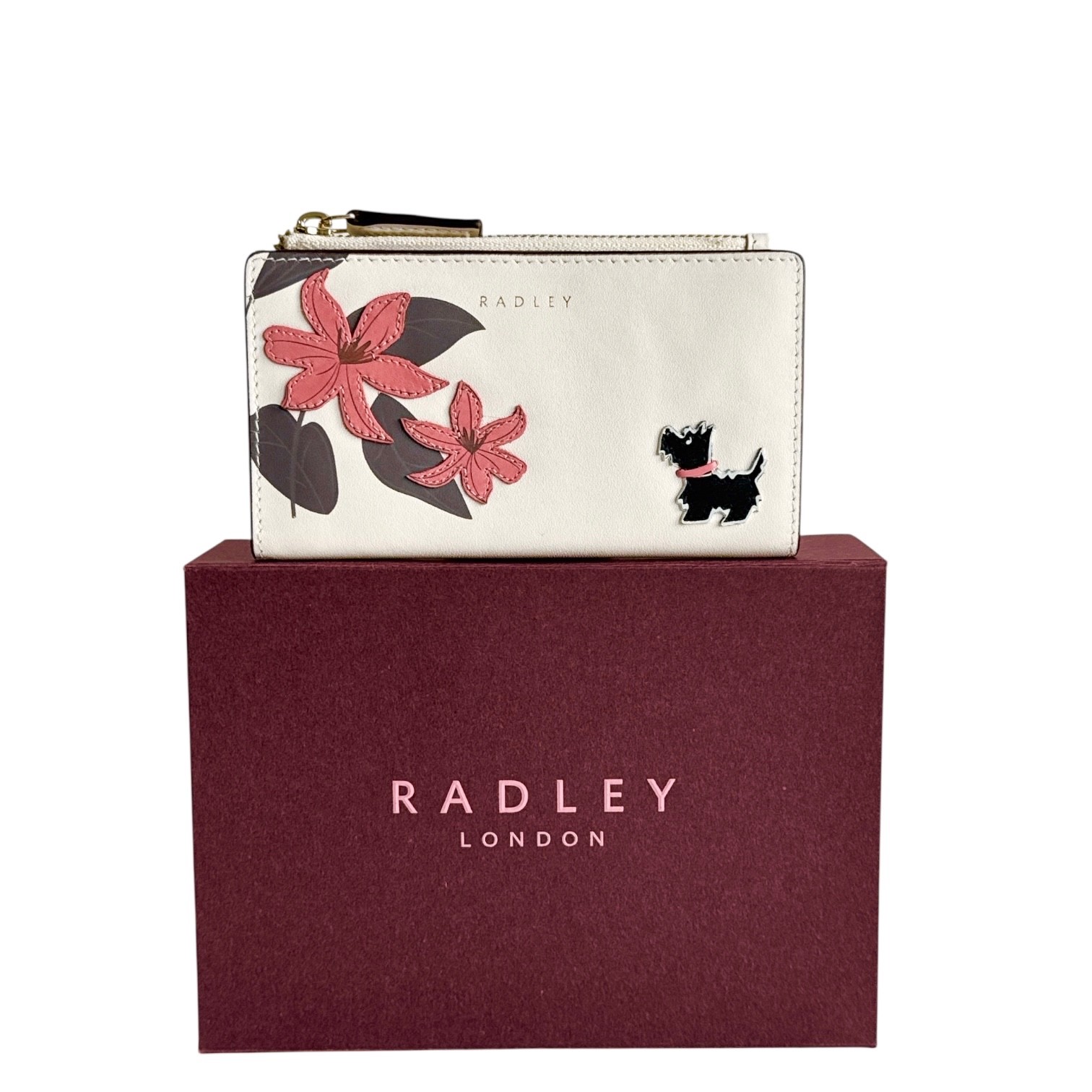 RADLEY Purse Salt Leather Medium Coin Card Bifold Wallet - Pretty Petals - Boxed