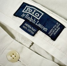 Polo Ralph Lauren Classic Chino Beige Pleated Cotton Andrew Pants 36x34 FreeShip