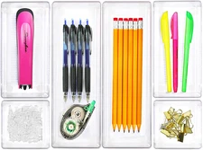 Clear Drawer Organizer for Office Bin Desk Storage, Assorted Size, 6 Packs