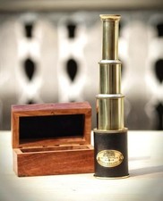 Brass Pirate Telescope Spyglass Nautical Antique with Leather Gift Box