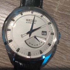 Starting Bid 1 Yen - Selling Out. Working SEIKO KINETIC Men's Watch White Dial