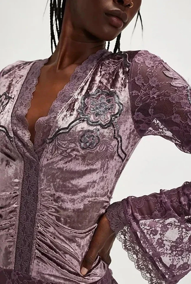 Body Free People Intimately Night Owl púrpura batido de uva XS NUEVO SIN ETIQUETAS Foto 3 de 3