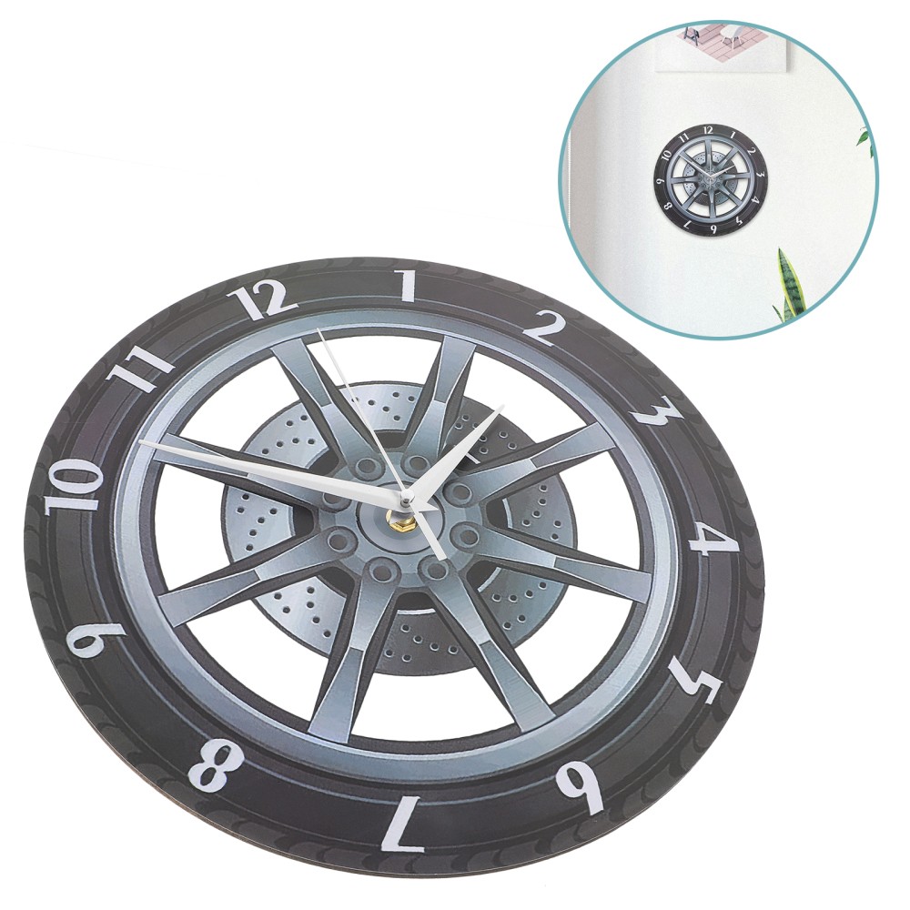 Creative Car Wheel Clock Industrial Automotive Wall Living Room Decor