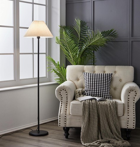Black Pole Floor Lamp Simple Design Tall Lamp with Shade Standing Lamp with L... - Picture 3 of 5