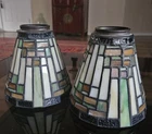 Vintage Tiffany Style Mission Prairie Design Stained Glass Lamp Shades (2)