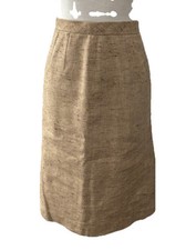 Vintage Talbots Beige Brown Tweed Wool Silk Pencil Skirt Size 6 Y2K