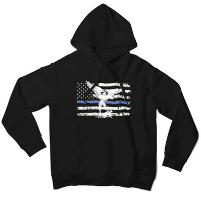 St Michael Blue Line Flag Hoodie - St Michael Prayer on Back - Free Shipping